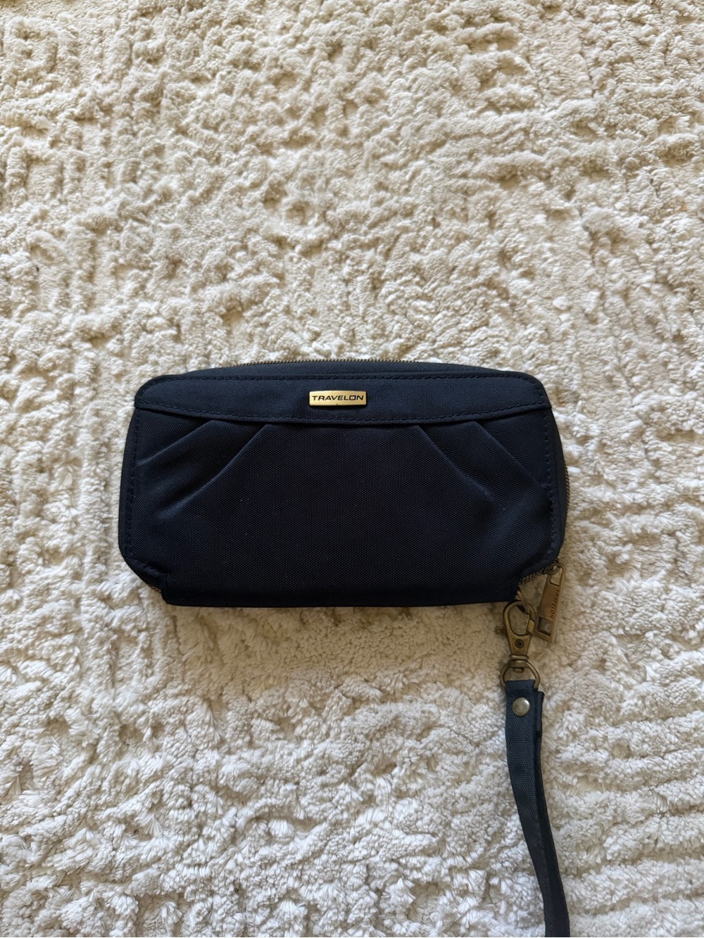 Travelon Black Wristlet Clutch with Gold Accent